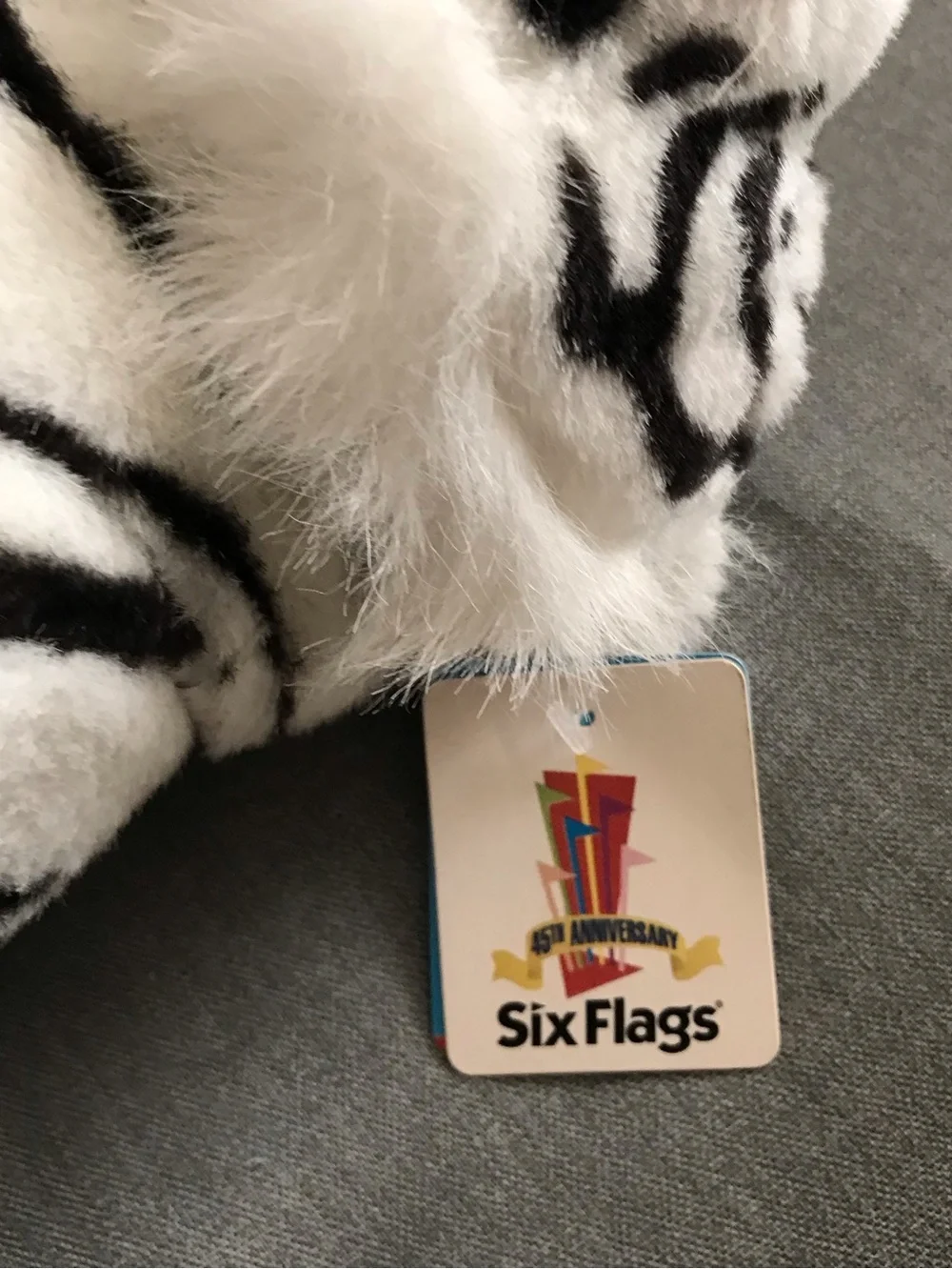 Six Flags Park Plush White Tiger Stuffed Animal Toy